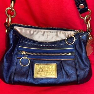 Midnight Blue With Gold Trim Coach Purse